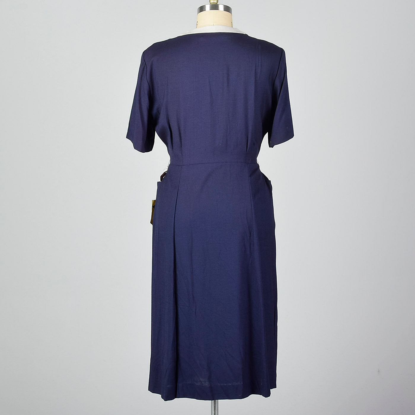 1950s Deadstock Navy Dress with White Trim