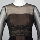 1960s Layered Sheer Dress with Bishop Sleeves