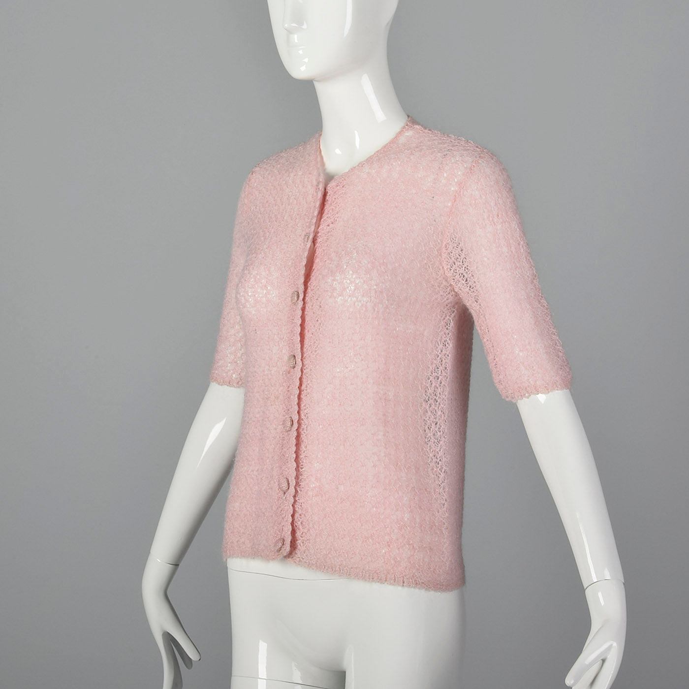 1960s Semi Sheer Pink Cardigan