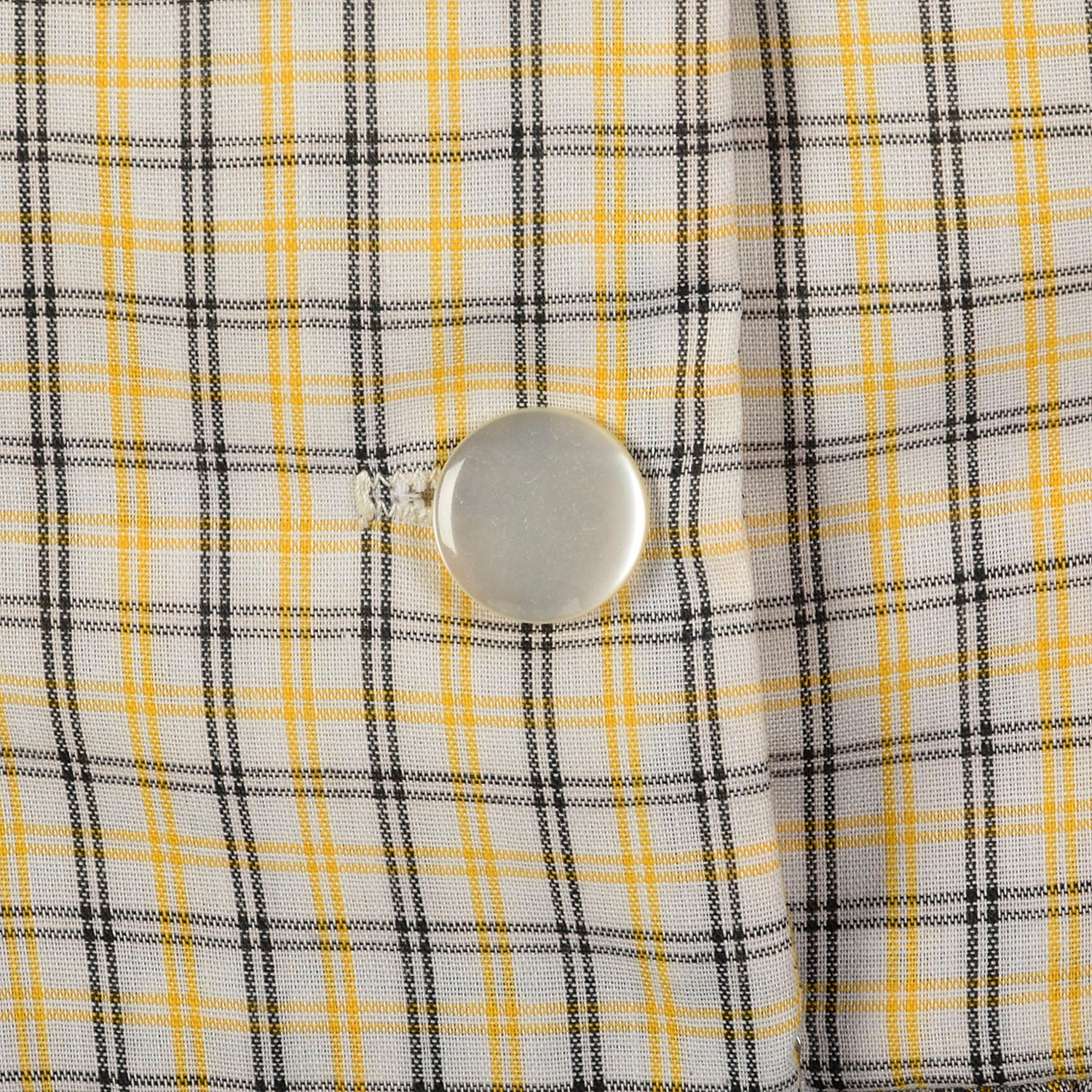 XL 1950s Yellow Cotton Day Dress Black Plaid Short Sleeves Casual Volup