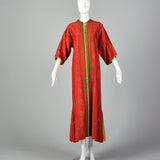 1970s Red Silk Dupioni Kaftan