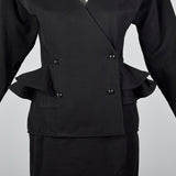 1980s Ungaro Solo Donna Black Peplum Suit