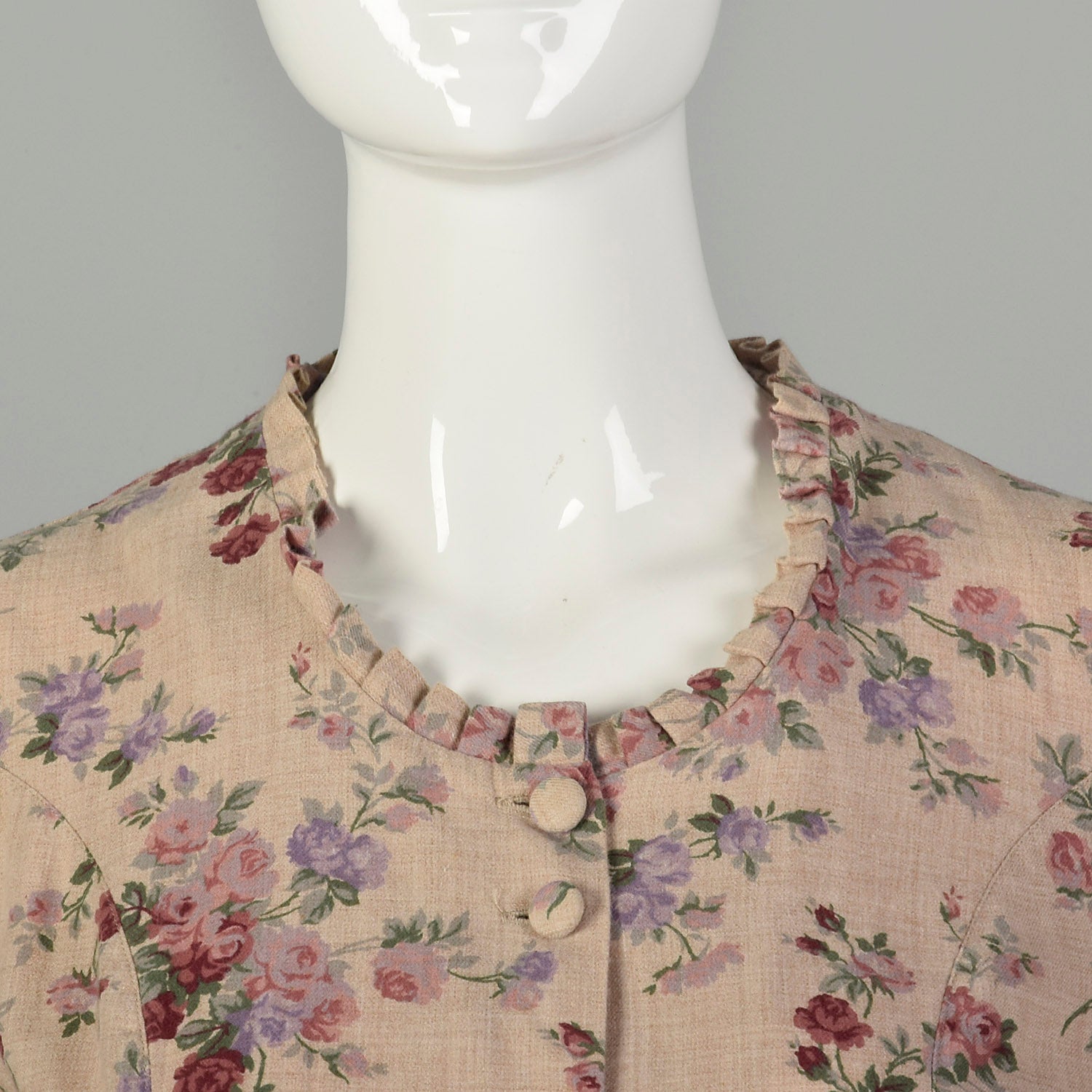 Medium 1990s Laura Ashley Dress Floral Wool Cotton Blend Long Sleeve Autumn