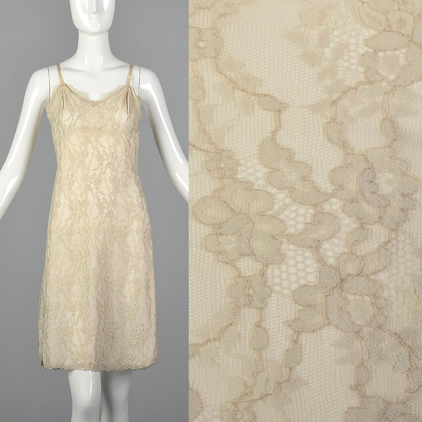 1950s Van Raalte Cream Lace Slip