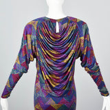 Missoni Purple Silk Jersey Dress with Draped Bodice