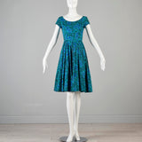 1950s Teal Fit and Flare Dress