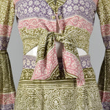 1970s Victor Costa I. Magnin Tie Waist Crop Top and Maxi Skirt