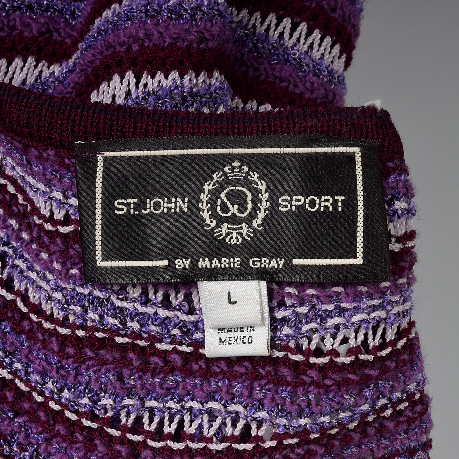 Large St John Sport Purple Knit Scarf and Sweater  Set
