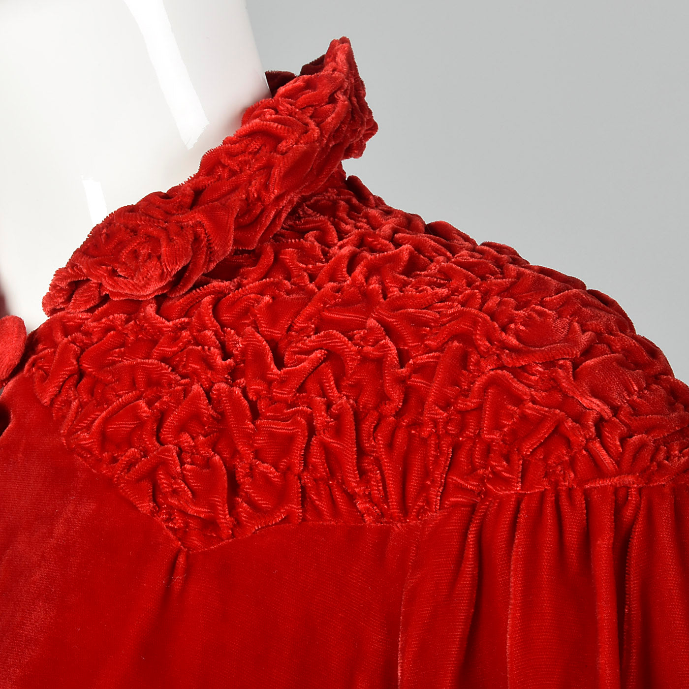 1940s Lightweight Red Velvet Swing Coat