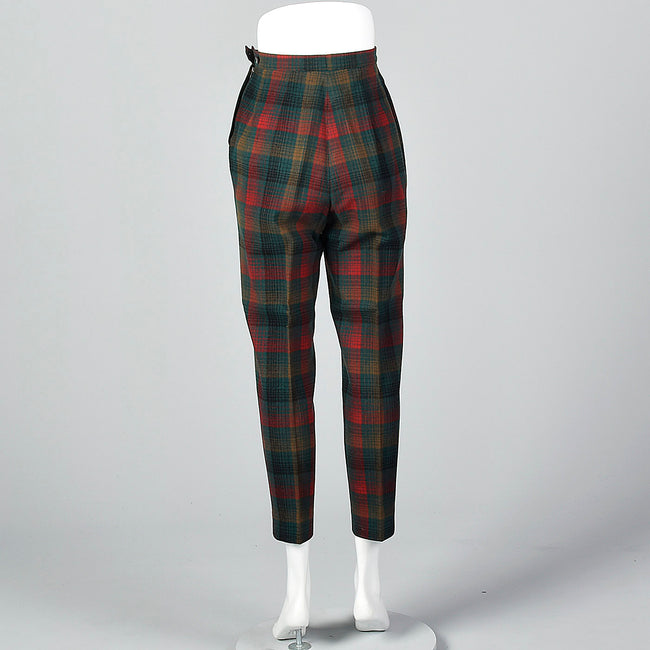 1950s Plaid Wool Cigarette Pants