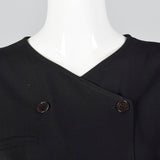 1990s Valentino Black Wool Sack Dress with a Pleated Back