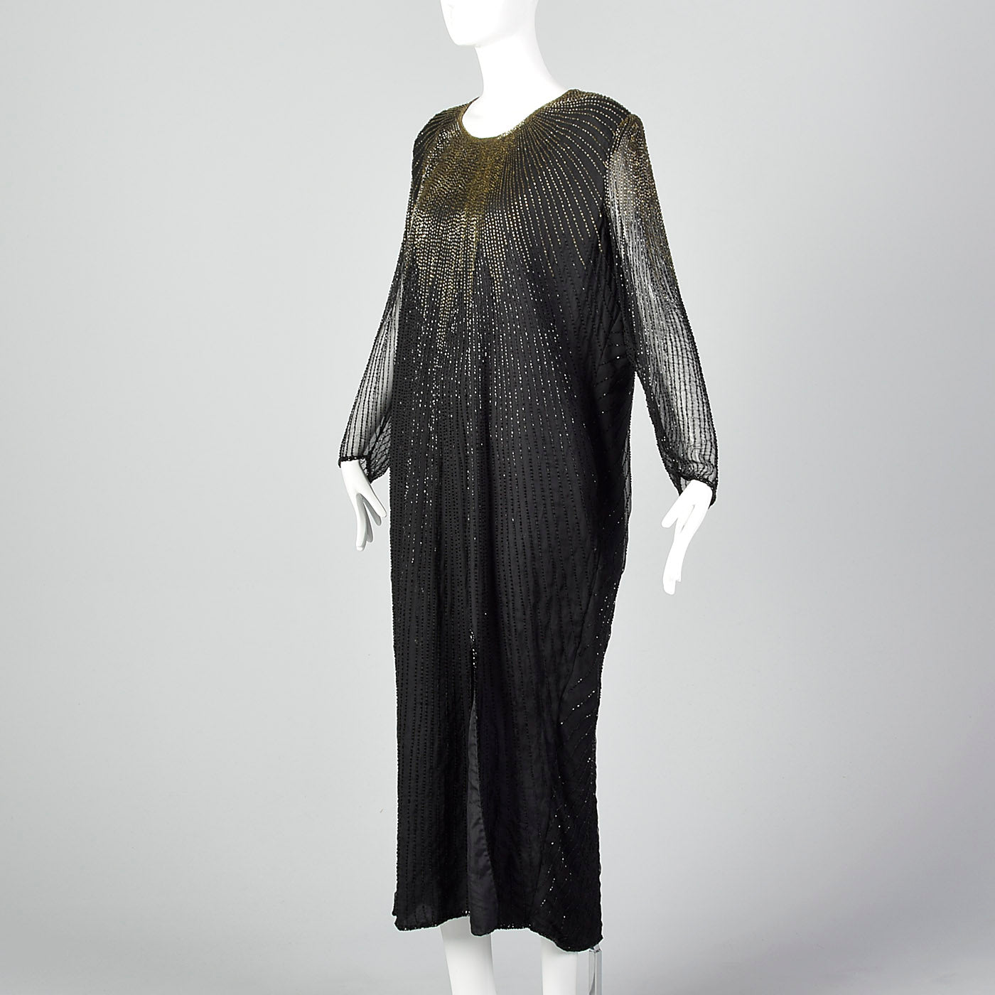 1980s Black Beaded Dress