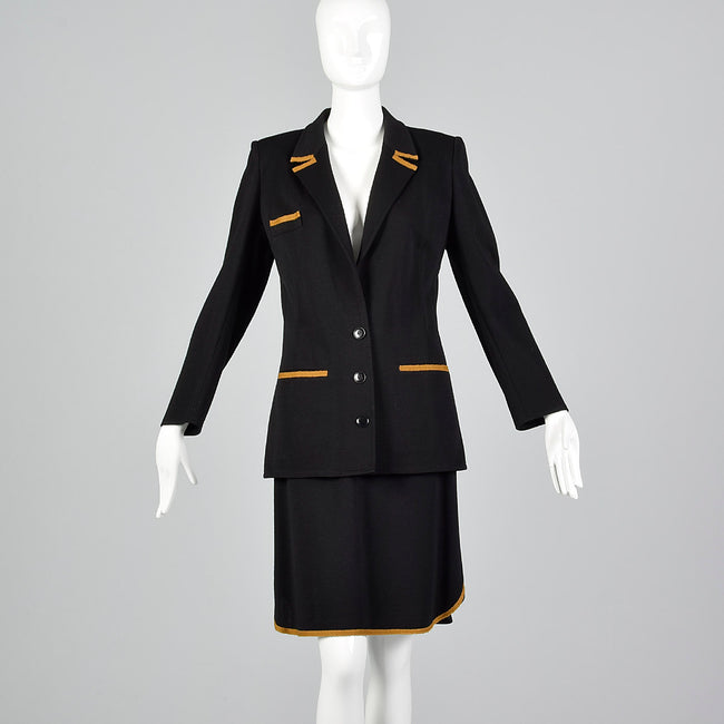 1980s Sonia Rykiel Black Knit Skirt Suit
