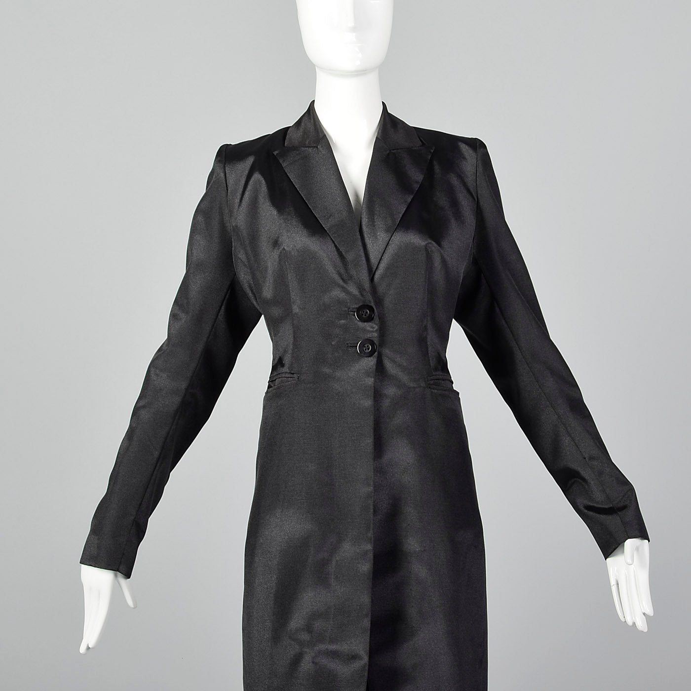 2000s Black Coat with Petal Hem