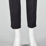 1960s Gray Wool Cigarette Pants with White Pinstripe