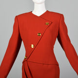 1980s Jaqueline de Ribes Asymmetric Red Wool Dress