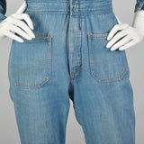 Small 1970s Denim Jumpsuit Long Sleeve Bell Bottoms