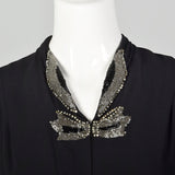 Large 1950s Black Top Rayon Beaded