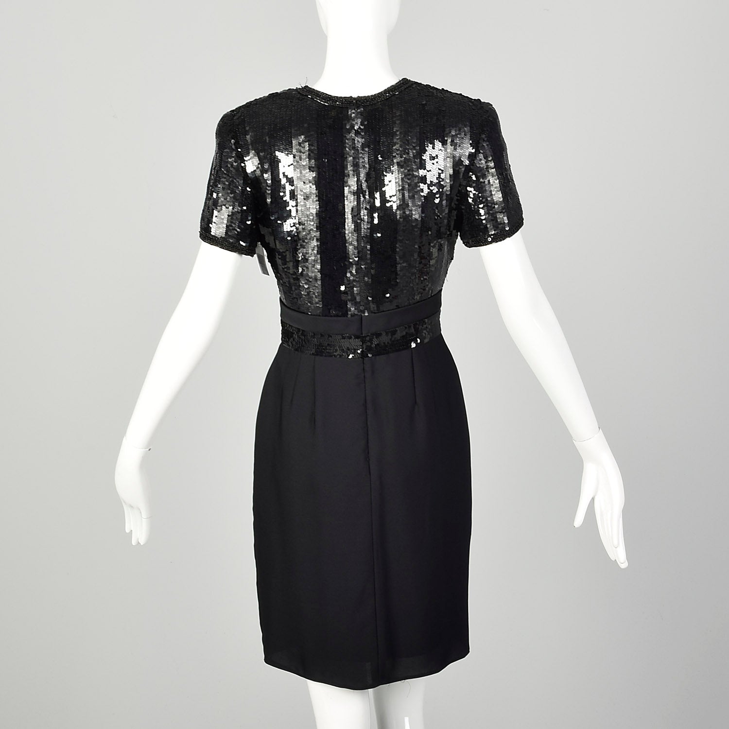 Small 1990s Little Black Dress Sequin Bill Blass Evening Cocktail LBD