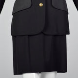 Yves Saint Laurent Rive Gauche Black Skirt Suit with Velvet Trim