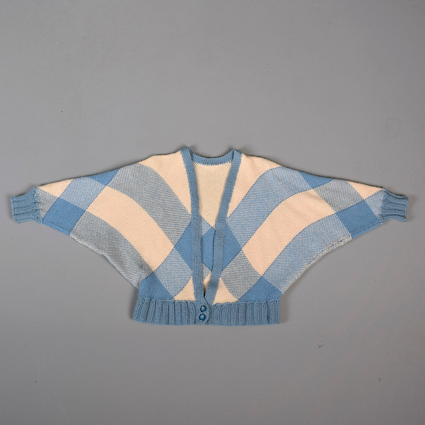1950s Dolman Sleeve Cardigan in Blue and Cream