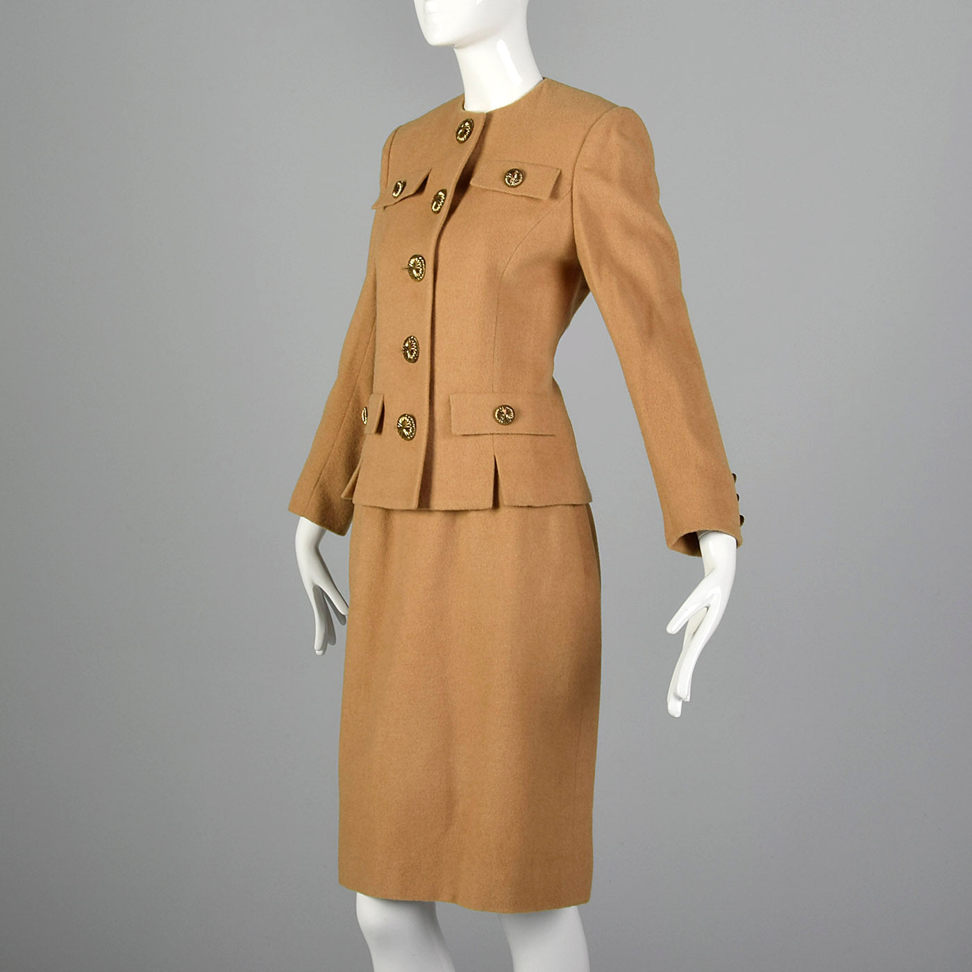 1970s Camel Color Skirt Suit in a Classic Silhouette