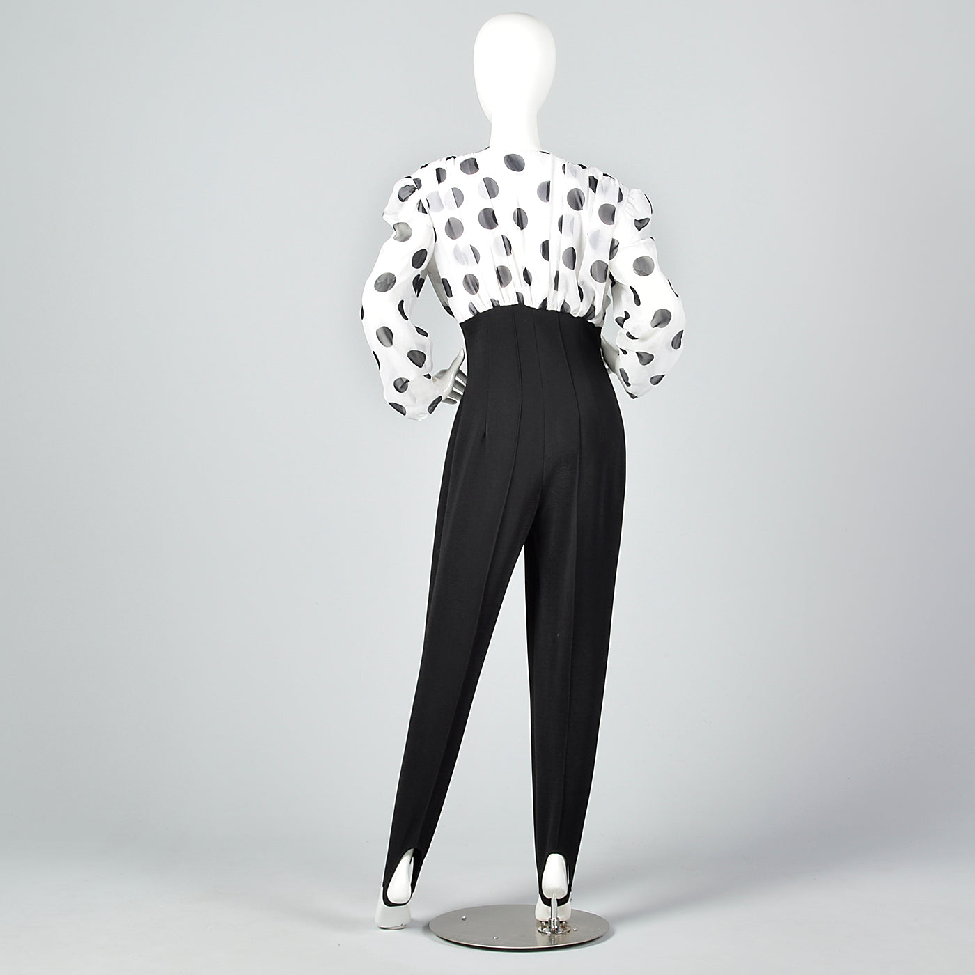 1980s Stirrup Pants Jumpsuit with Polka Dots