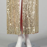 Medium Oscar de la Renta 1970s Long Gold Sequin Red Sleeve Dress