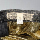 1980s Holly Harp Metallic Black & Gold Skirt