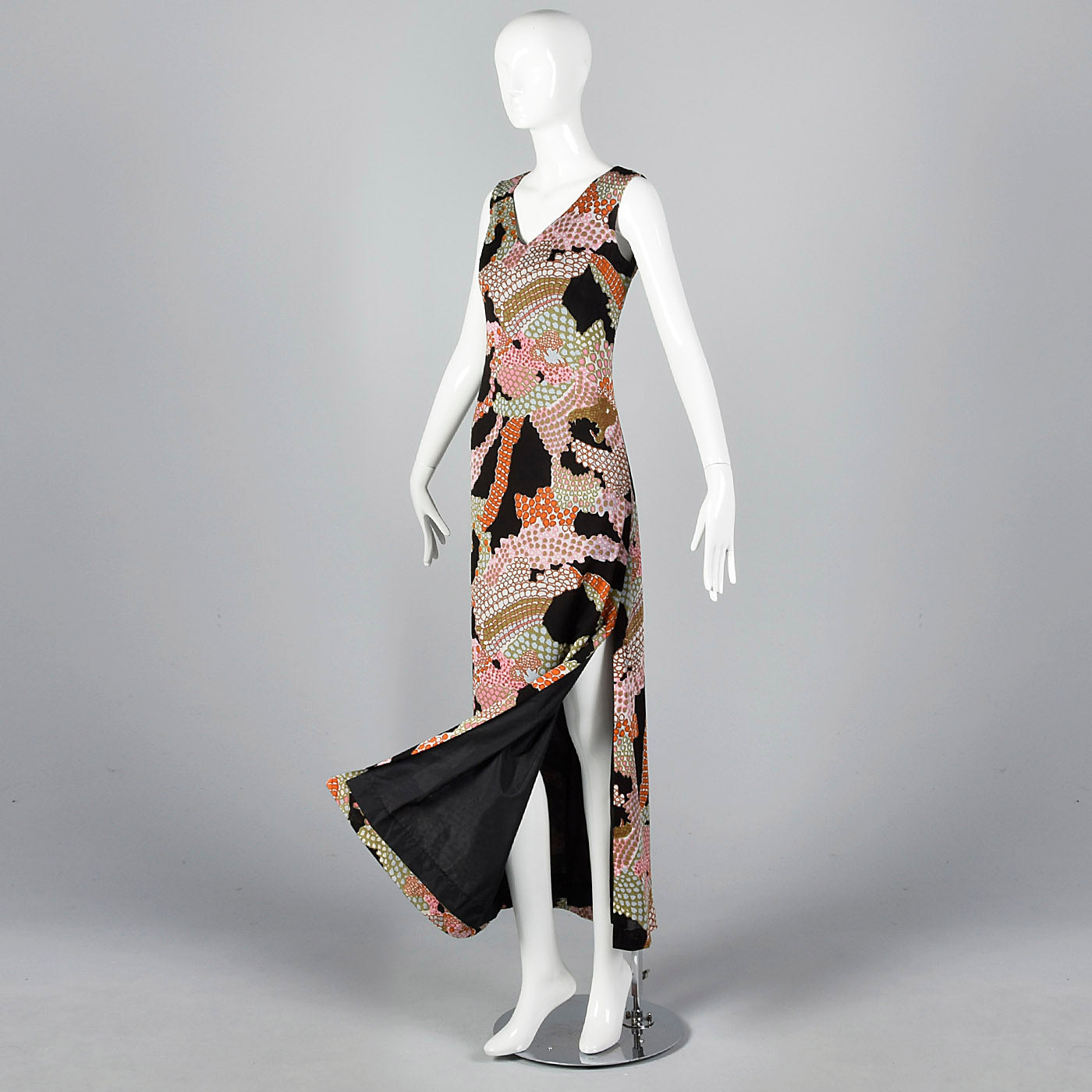 1960s Pierre Balmain Formal Maxi Dress in Psychedelic Knit