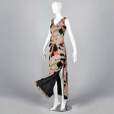 1960s Pierre Balmain Formal Maxi Dress in Psychedelic Knit