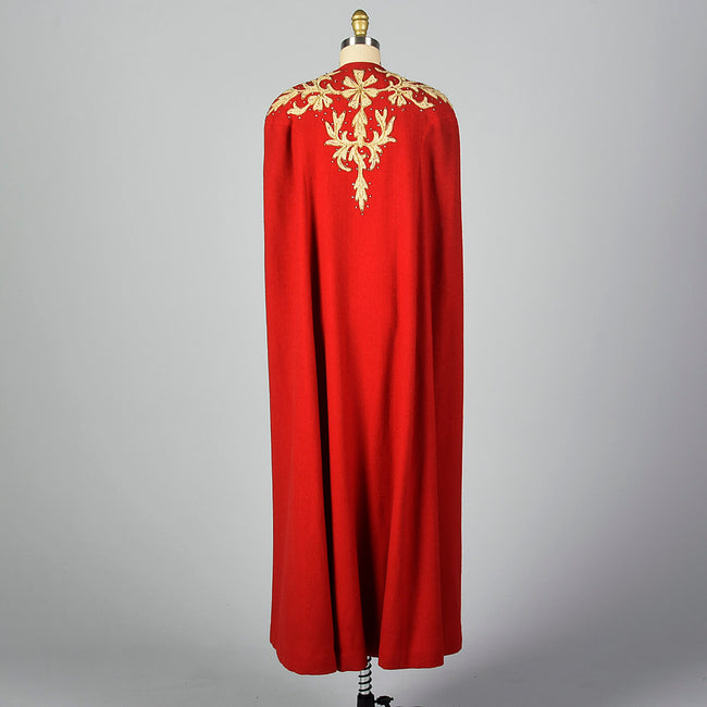 1940s Glamorous Red Cape