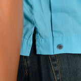 1960s Teal Blue Bowling Shirt with Chicago Sun Times Patch