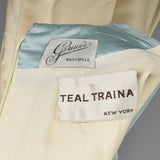 1960s Teal Traina Satin Dress