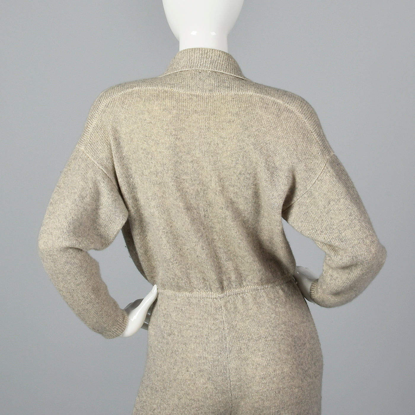 1980s St John Knit Cozy Gray Cashmere Jumpsuit
