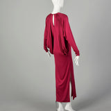 Small 1980s Missoni Silk Jersey Formal Gown Draped Fuchsia Maxi Dress