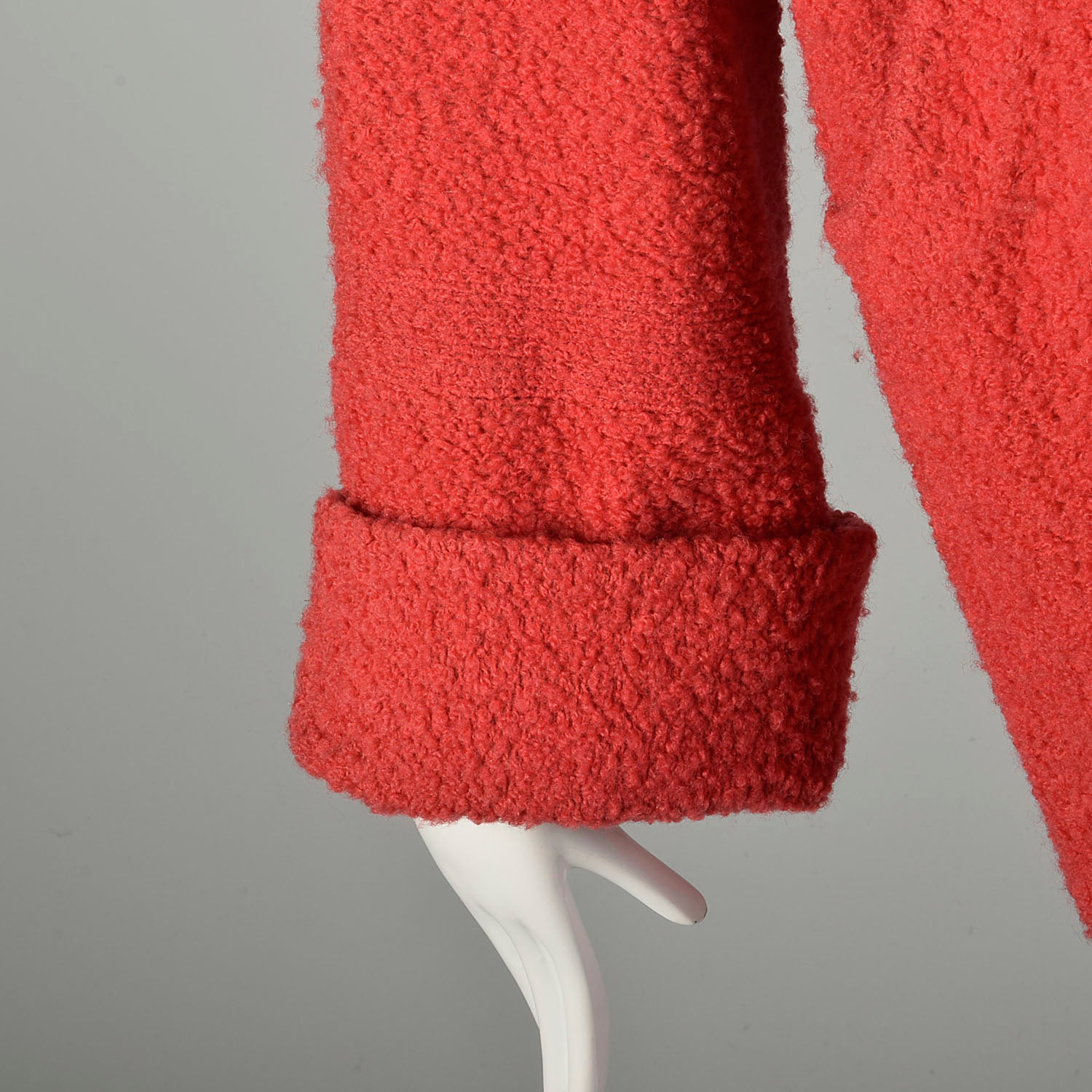Medium 1950s Coat Red Wide Cuff Boucle Wool Rockabilly Swing Jacket