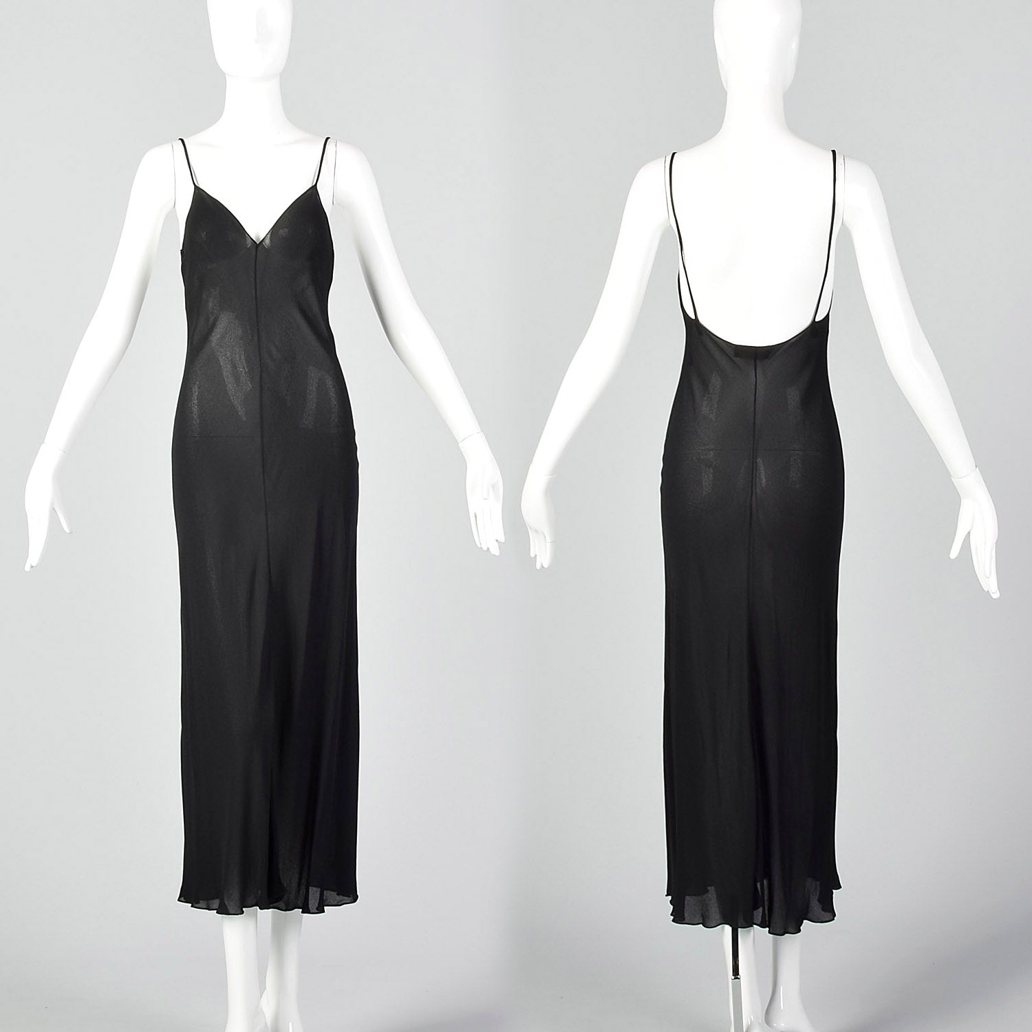 S/M Donna Karan Late 1980s Sheer Bias Cut Dress