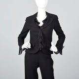 2000s Escada Couture Black Wool Crepe Pant Suit