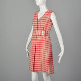 Small 1960s Plaid Wool Dress & Scarf Set