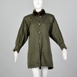1980s Yves Saint Laurent Fourrures Olive Green Coat