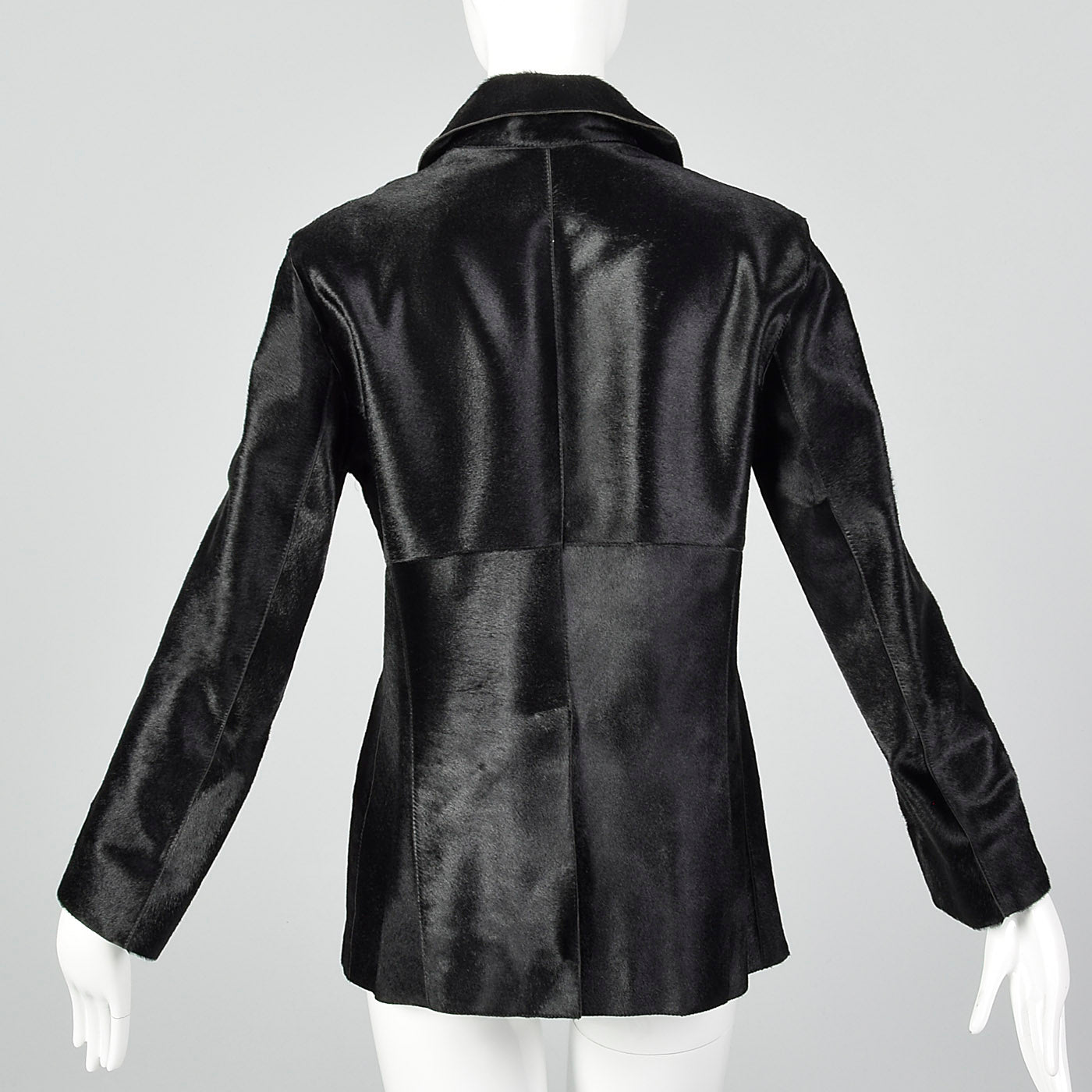 1990s Donna Karan Signature Black Pony Hair Coat