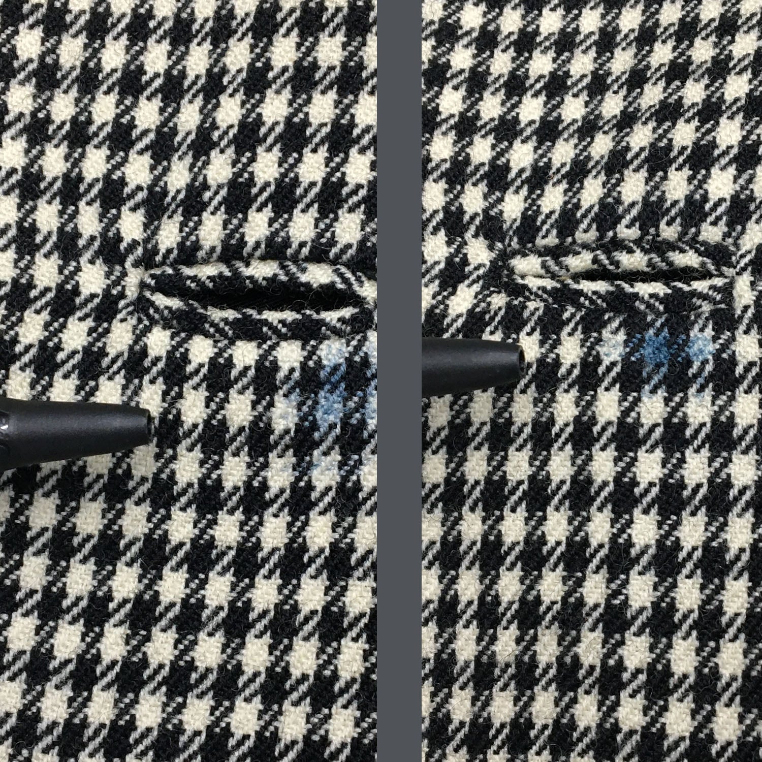 Small 1950s Wool Black White Fit & Flare Houndstooth Winter Coat Dress