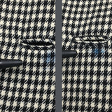 Small 1950s Wool Black White Fit & Flare Houndstooth Winter Coat Dress