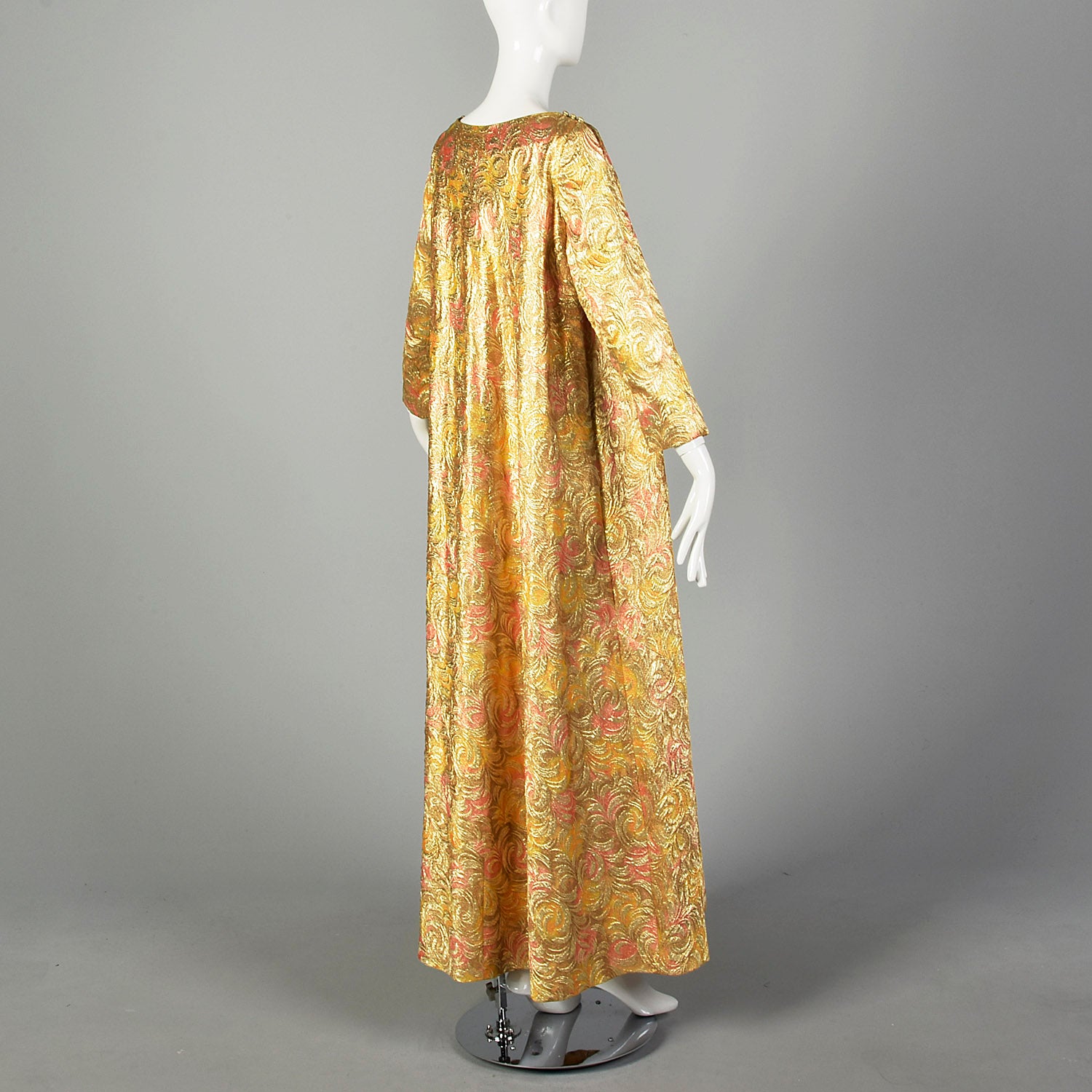 1960s Lucie Ann Flowy Metallic Gold Kaftan