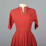 1950s Lanz Red Cotton Fit and Flare Dress