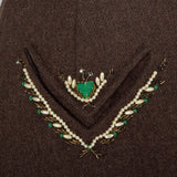 Medium 1950s Brown Wool Skirt With Decorative Beading