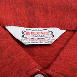 1950s Mens Deadstock Red Knit Shirt with Embroidered Chest Detail