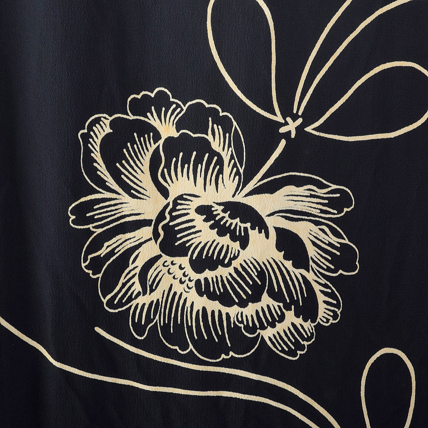 1940s Navy Rayon Dress with Black Taffeta Peplum