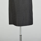 Small 1950s Femme Fatale Suit Bombshell Jacket Skirt Set Black Window Pane Taffeta Hourglass Suit